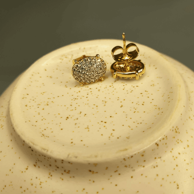 Oval Crystal Stud Earrings